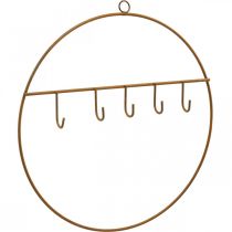 Kovový kroužek s háčkem, ozdobný kroužek na zavěšení, kroužek s háčkem z nerezové oceli Ø28cm