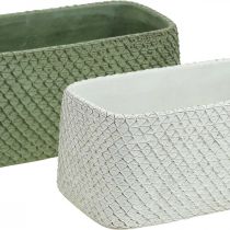 Dekorační miska keramická zelená bílá reliéfní síťka 23x12,5cm H11cm 2ks