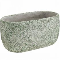 Dekorativní miska keramická oválná zelená bílá šedá jedlové větve L22,5cm