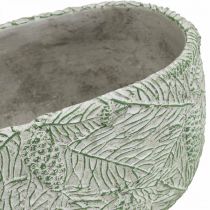 Dekorativní miska keramická oválná zelená bílá šedá jedlové větve L22,5cm