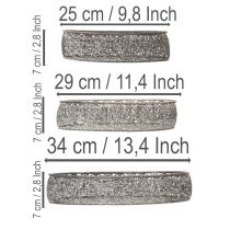 položky Dekorativní miska kovová oválná, šedá, 25,5/29/34,5 cm, sada 3 kusů