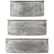 položky Dekorativní kovová miska oválná šedá L22,5/19,5/16cm sada 3 ks