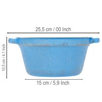položky Dekorativní miska/květináč, modrý kov, dekorace ve stylu shabby chic, Ø21cm, V10,5cm