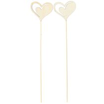 položky Ozdobná zátka srdíčka červená bílá dřevěná dekorace 7,5×6,5cm 12 ks