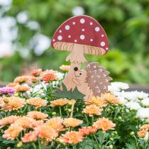Dekorativní špunty, podzimní dřevěná dekorace, ježek s houbou V11cm L34cm 12ks