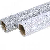 Dekorační látka na stůl šedá stříbrná x 2 různé 35x200cm