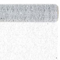 Dekorační látka na stůl šedá stříbrná x 2 různé 35x200cm