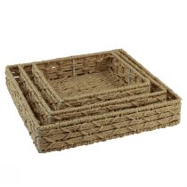položky Dekorativní tác čtvercový koš kovový přírodní 30/25/20 cm sada 3 ks