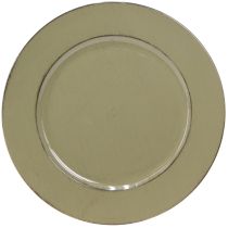 položky Dekorativní talíř zelený plastový talíř vintage mechově zelený hnědý Ø33cm
