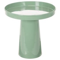 položky Dekorativní kovový talíř, zelený, kulatý podstavec, tác na květinovou výzdobu, 20 cm