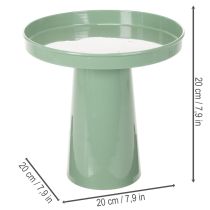 položky Dekorativní kovový talíř, zelený, kulatý podstavec, tác na květinovou výzdobu, 20 cm
