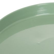 položky Dekorativní kovový talíř, zelený, kulatý podstavec, tác na květinovou výzdobu, 20 cm