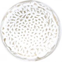 Dekorativní talíř bílý kulatý hnědá struktura vintage stolní dekorace Ø39cm