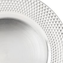 položky Dekorační talíř kulatý plastový dekorativní talíř stříbrný Ø33cm