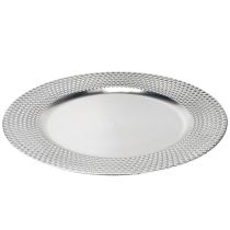 položky Dekorační talíř kulatý plastový dekorativní talíř stříbrný Ø33cm