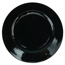 položky Dekorativní talíř černý plochý lesklý plast Ø28cm V2cm