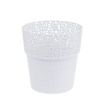 položky Dekorační hrnec plastový bílý Ø13cm H13,5cm 1 kus