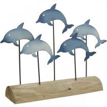 Delfíni k setu, mořská dekorace, námořní kovová dekorace V24,5cm L32,5cm