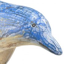položky Figurka delfína námořní dřevěná dekorace ručně vyřezávaná modrá H59cm