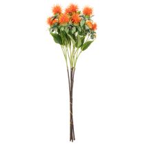 položky Umělá oranžová světlice barvířská jako umělá květina do vázy a na dekoraci, 55 cm, 4 kusy