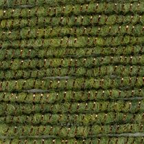 položky Zelená vlněná šňůra se zlatou nití, 5m x 5mm s drátkem, na dekoraci a tvoření