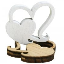 Dvojité srdce dřevěné, rozptylová dekorace svatební srdce B3cm 72 kusů
