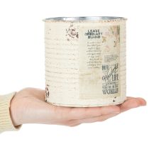položky Plechový květináč krémový kovový Shabby Chic Ø11cm V10,5cm