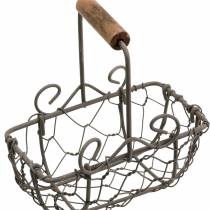 položky Varianta mini drátěného košíku s dřevěnou rukojetí, rezavě hnědá, V10,5–11,5 cm, 9 kusů