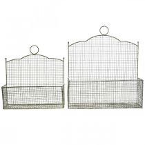 položky Drátěný koš, nástěnný koš, koš na rostliny Shabby Chic L38/32cm sada 2 ks