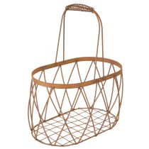 položky Oválný drátěný koš s rukojetí, zahradní dekorace, rezavá úprava, 30/25 cm, sada 2 kusů