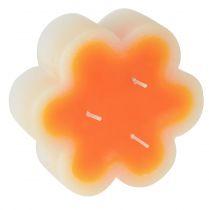 položky Tříknotová svíčka bílá oranžová ve tvaru květiny Ø11,5cm V4cm