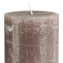položky Velké hnědé sloupkové svíčky, jednobarevná kouřově hnědá, rustikální design, doba hoření 100 hodin, elegantní dekorace, sada 2 kusů, 85x200 mm