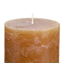položky Jednobarevné karamelové sloupkové svíčky 70×80 mm, sada 4 kusů - Rustikální dekorace, ideální na advent, ručně vyrobené