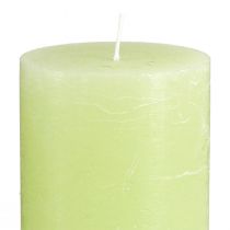 položky Sada 4 limetkově zelených sloupkových svíček - Elegantní dekorace na stůl a svíčky pro domácí atmosféru, 70x120 mm - Ideální pro oslavy i každodenní použití