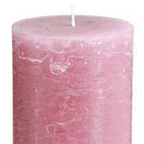 položky Sloupkové svíčky Dusty Rose 70×120 mm, probarvené skrz naskrz, sada 4 kusů, dekorativní svíčky na svatby a do domácnosti