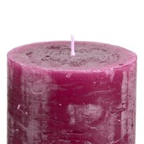 položky Probarvené moderní svíčky Berry Purple, sloupkové svíčky, 70×80 mm, sada 4 kusů, dekorace na stůl