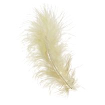 položky Pravé peří pro řemesla ve světle žluté 5cm - 10cm 20g