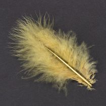 položky Pravá peří na výrobu ve světle žluté barvě, 5 cm – 10 cm, 20 g
