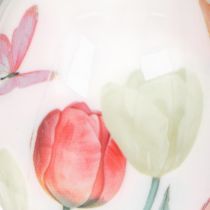 položky Velikonoční dekorace na vajíčka, motiv tulipánů se stuhou k zavěšení a jarní dekoraci, 6 cm, 12 kusů