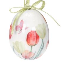 položky Velikonoční dekorace na vajíčka, motiv tulipánů se stuhou k zavěšení a jarní dekoraci, 6 cm, 12 kusů