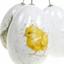 Velikonoční vajíčka na zavěšení se zvířecími motivy kuřátko, ptáček, králík bílek asort 3ks