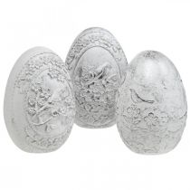 Velikonoční vajíčko nostalgický motiv ptáčka Velikonoční dekorace k umístění bílá V9,5cm 3ks