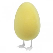 Dekorativní vajíčko s nožičkami žluté stolní dekorace Velikonoční dekorativní figurka vajíčko V25cm