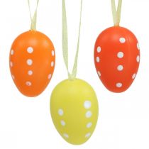 položky Mini velikonoční vajíčko na zavěšení tečkované žluté, červené, oranžové V4cm 24 ks