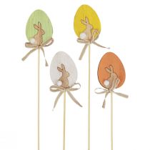 položky Květinová zátka Velikonoční dekorace dřevěné vajíčko se zajíčkem barevné 5×7cm 12ks