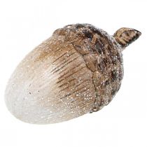 Dekorace žalud zasněžená keramická dekorace podzimní 14×7,5×7,5cm 3ks