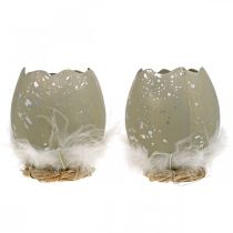 položky Vajíčko na zdobení, Velikonoce, deko vejce půlka, jarní dekorace Ø8cm V10cm šedá, stříbrná 4ks