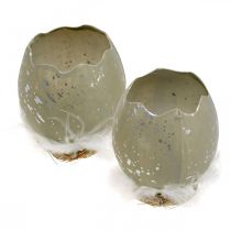 položky Vajíčko na zdobení, Velikonoce, deko vejce půlka, jarní dekorace Ø8cm V10cm šedá, stříbrná 4ks