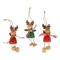 položky Elk dekorace dřevěná dekorace věšák vánoční zelená červená 10,5cm 6ks