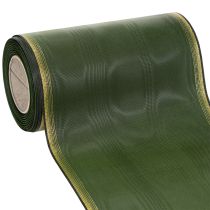 položky Elegantní moaré věnečková stuha, 175 mm, tmavě zelená s perleťovým okrajem a taftovou vazbou pro slavnostní příležitosti